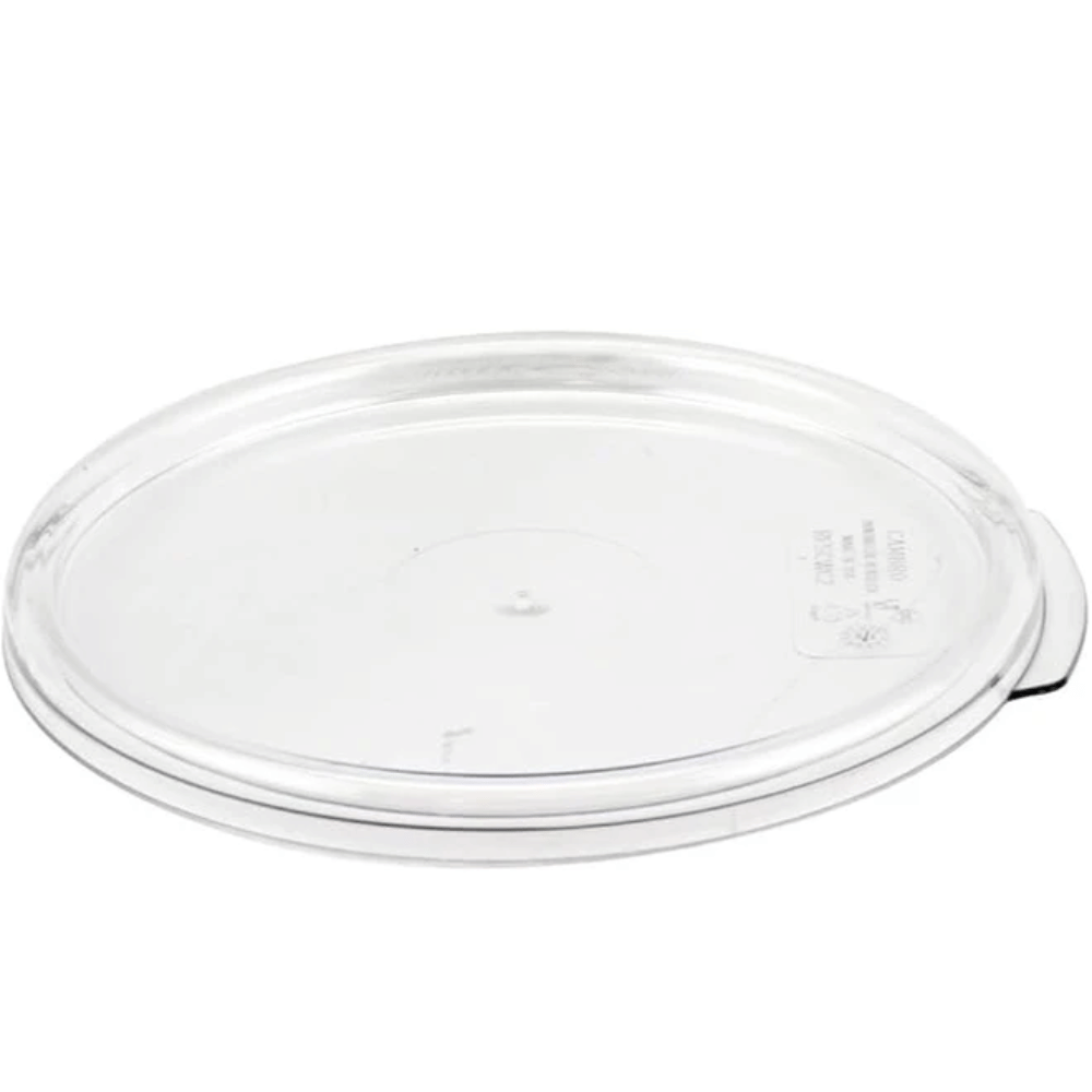 Cambro RFSCW2135 Camwear 2-Quart Clear Round Food Storage Container with Cambro RFSCWC2135 Clear Round Lid